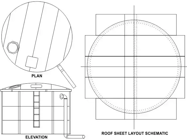 Drawing of a Five-Thousand gallon water tank